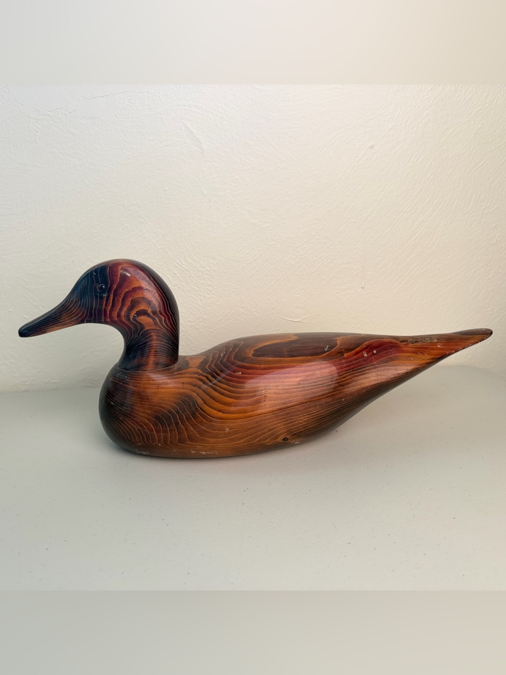 Vintage John E Bundy & Company Large Wood Duck Decoy 17” Signed Made USA
